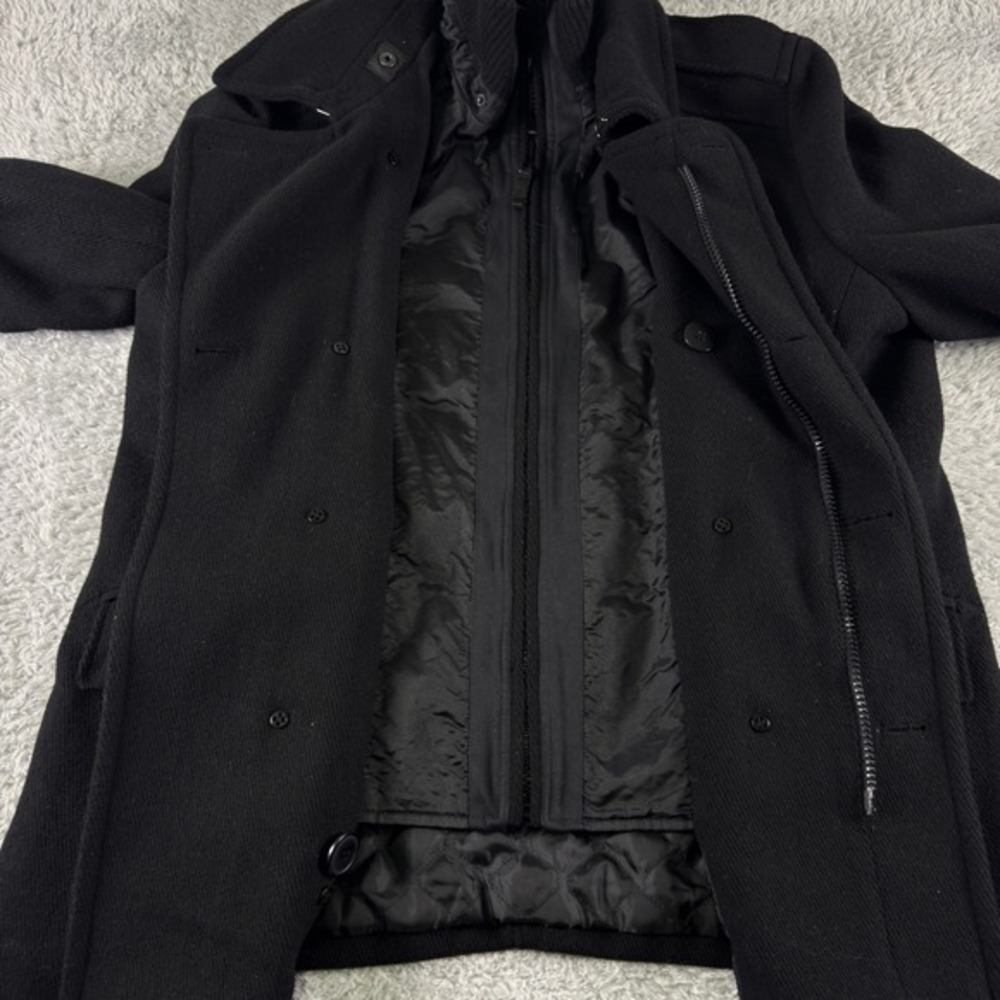 Levis Mens Black Wool Blend Double Breasted Peacoat Jacket XL RN54163 - Picture 2 of 14